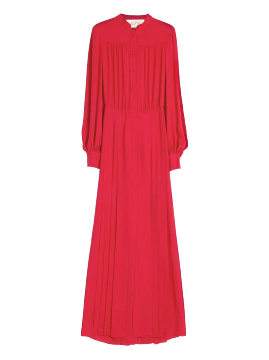 Valentino Garavani Silk Georgette Gown — Tan/ Red — Size XS — Front View