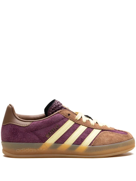 adidas Gazelle Indoor Maroon/Almost Yellow/Preloved Brown Sneakers — Maroon/Yellow/Brown — Size US M 3.5 - US W 5 — Front View