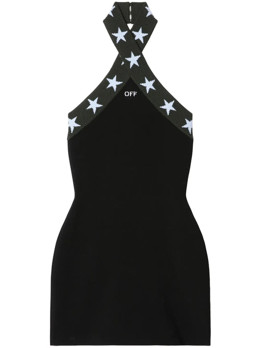 Off White Star Mini Dress — Black/ White/ Red — Size XS — Front View