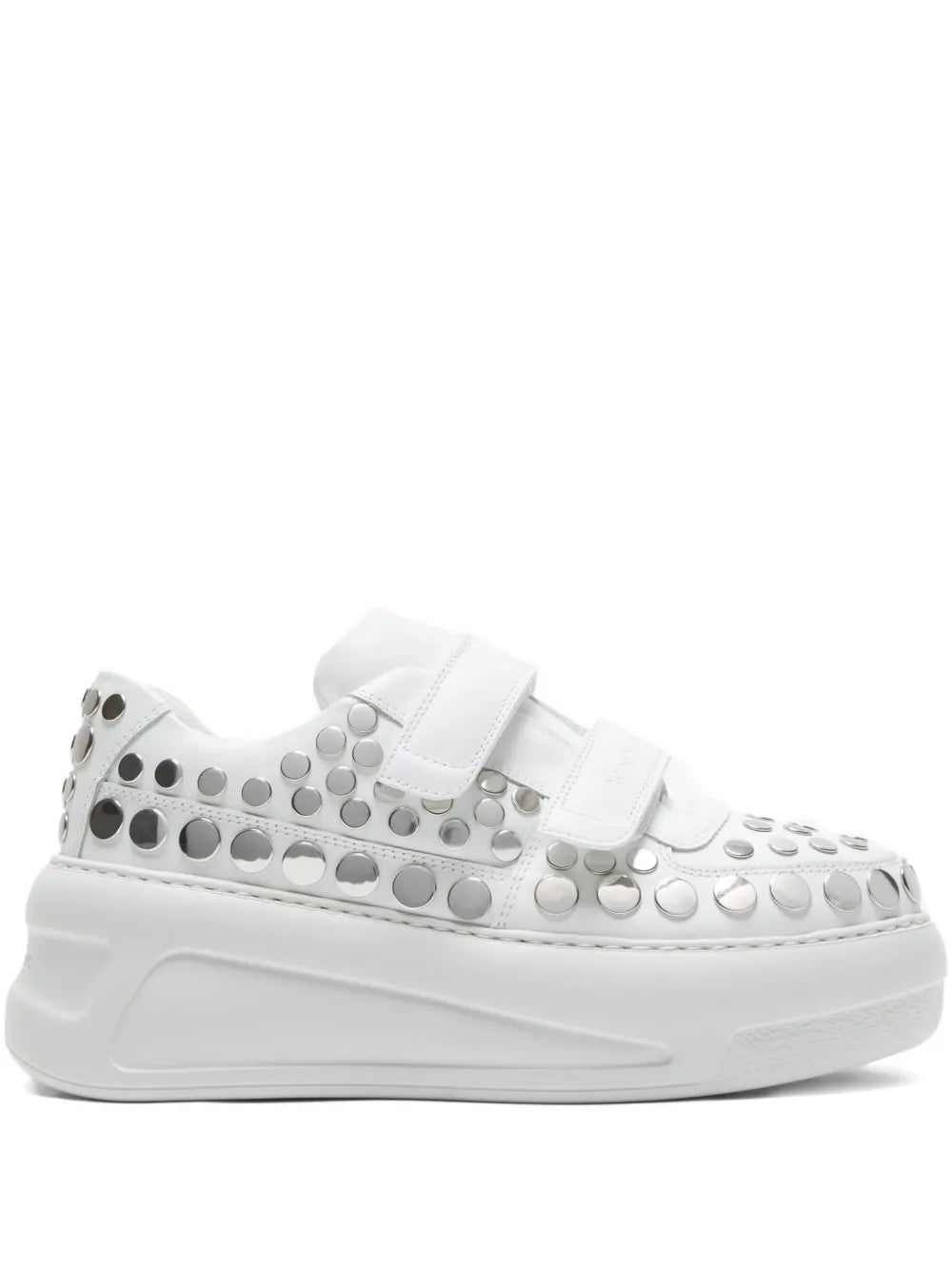Acne Studios Touch-Strap Platform Sneakers — Optical White — Size US M 11 - US W 12.5 — Front View