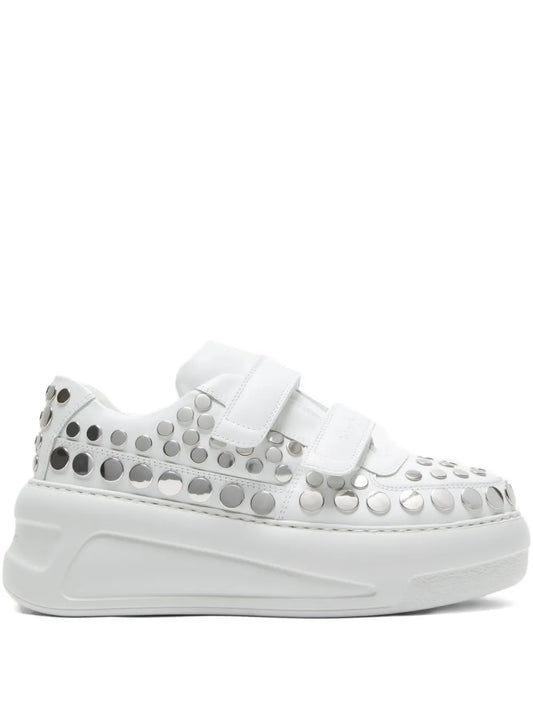 Acne Studios Touch-Strap Platform Sneakers — Optical White — Size US M 11 - US W 12.5 — Front View
