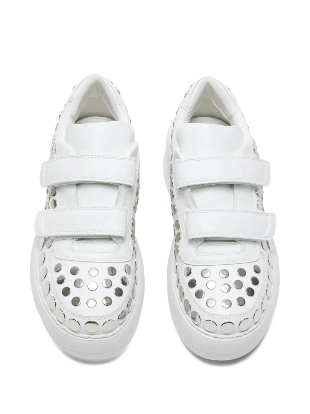 Acne Studios Touch-Strap Platform Sneakers — Optical White — Size US M 11 - US W 12.5 — Side View