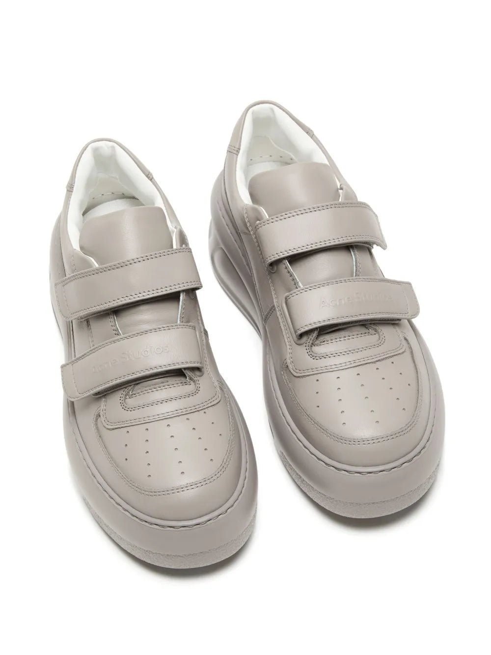 Acne Studios Leather Platform Sneakers — Taupe Grey — Size US M 11 - US W 12.5 — Side View