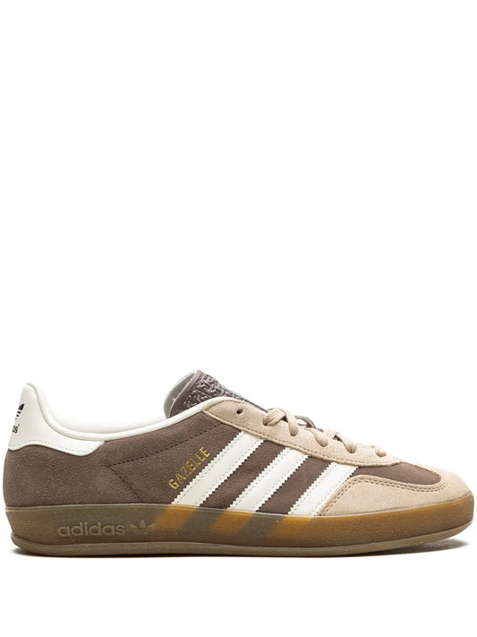 adidas Gazelle Indoor Earth Strata/Cloud White/Magic Beige Sneakers — Beige/Brown/White — Size US M 3.5 - US W 5 — Front View
