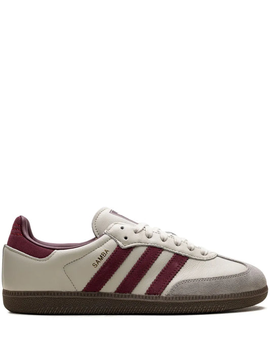 adidas Samba Og Putty Grey Maroon Sneakers — Beige/Red/Brown — Size US M 11 - US W 12.5 — Front View