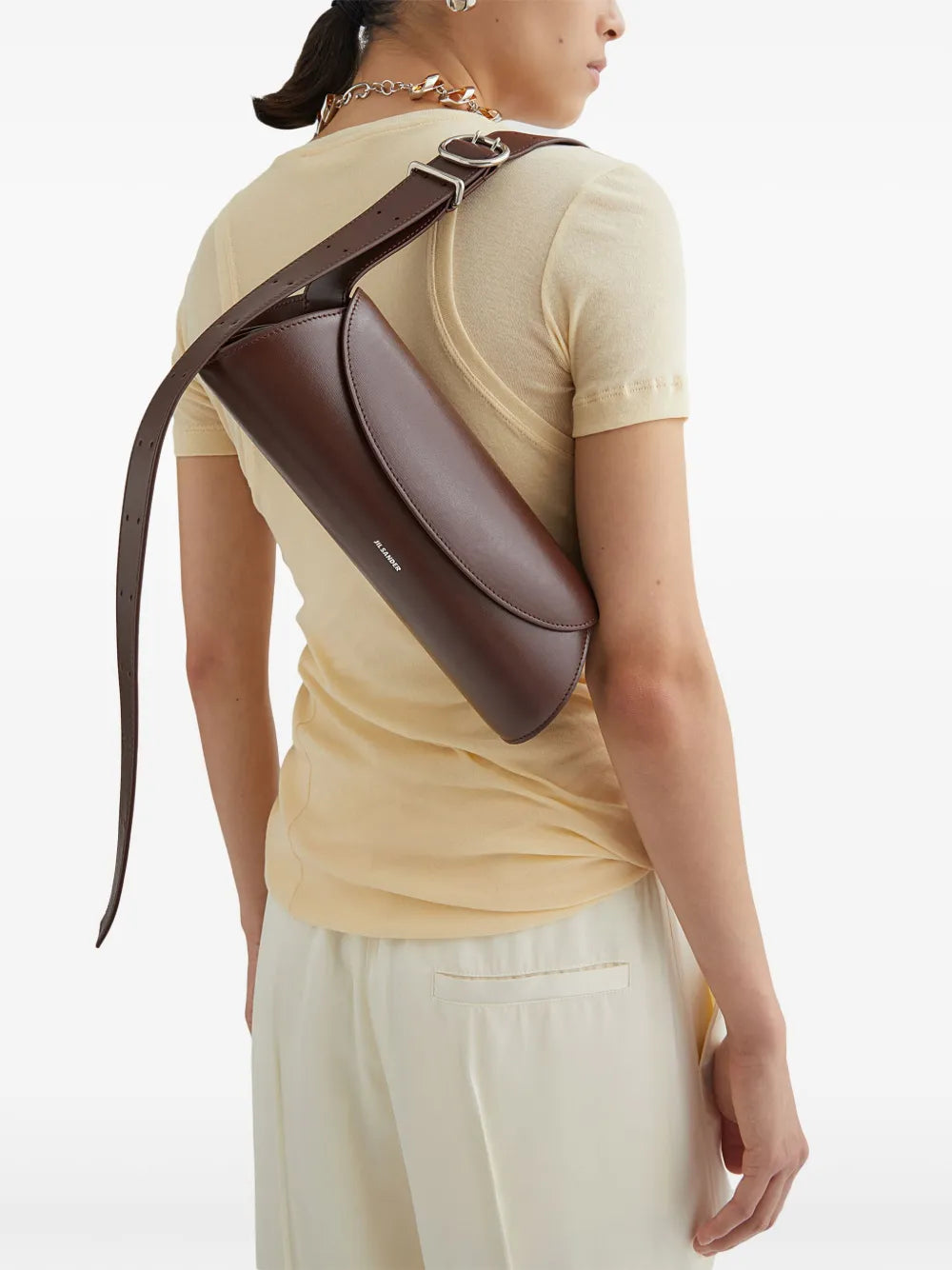 Jil Sander Small Cannolo Iconic Line Shoulder Bag — Same as shown — Size One Size — Back View