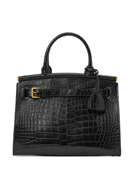 Ralph Lauren Collection Medium Caiman Shoulder Bag — Same as shown — Size One Size — Front View