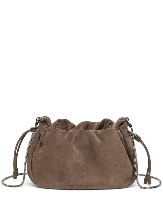 Brunello Cucinelli Suede Shoulder Bag — Same as shown — Size One Size — Front View