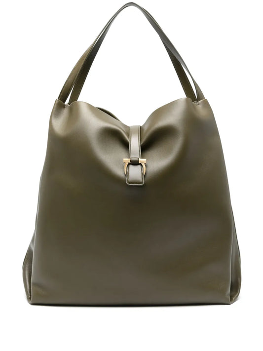 Ferragamo Leather Shoulder Bag — Same as shown — Size One Size — Front View
