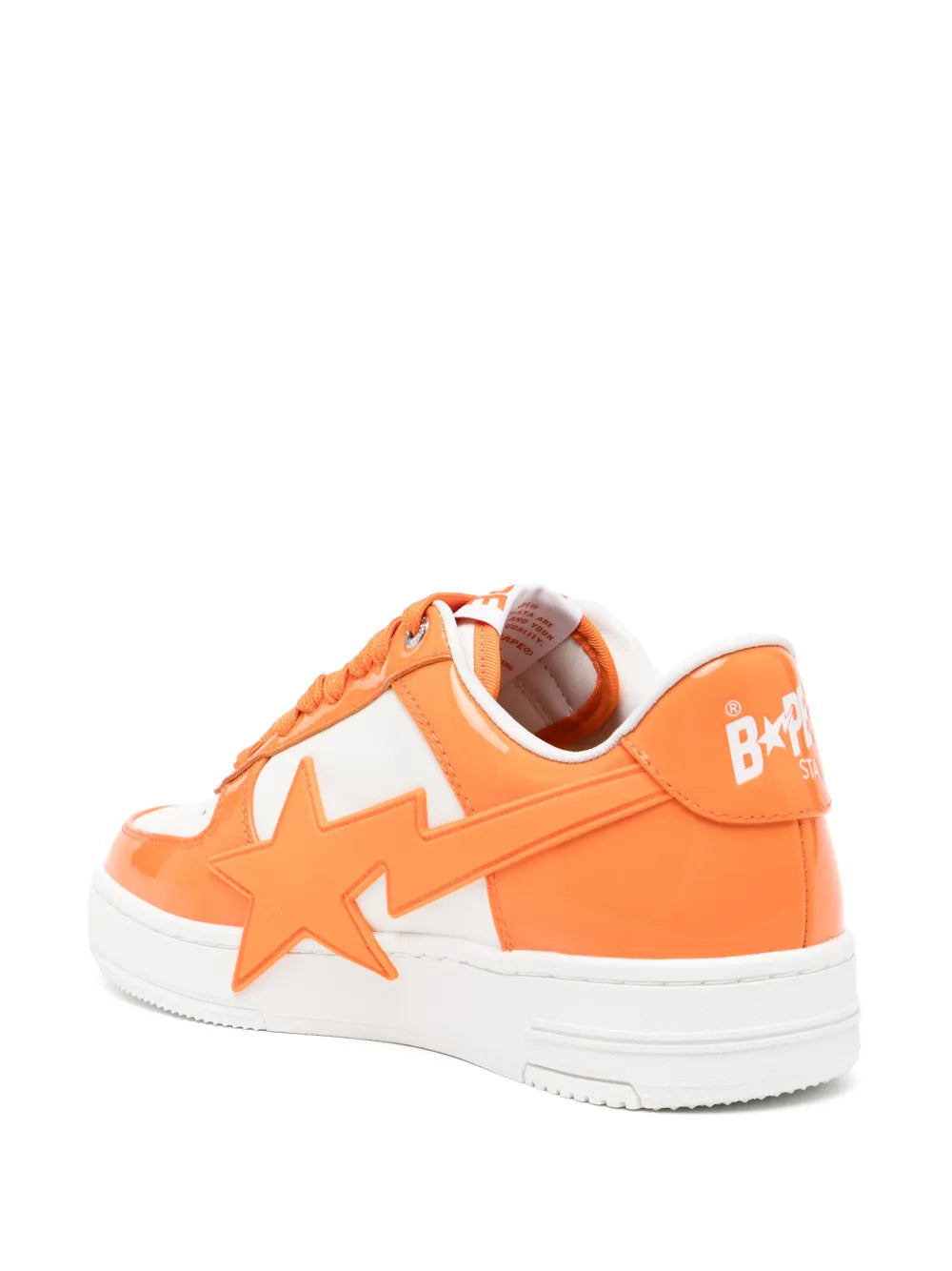 A Bathing Ape?Bape Sta Sneakers — Orange/White — Size US M 3.5 - US W 5 — Back View