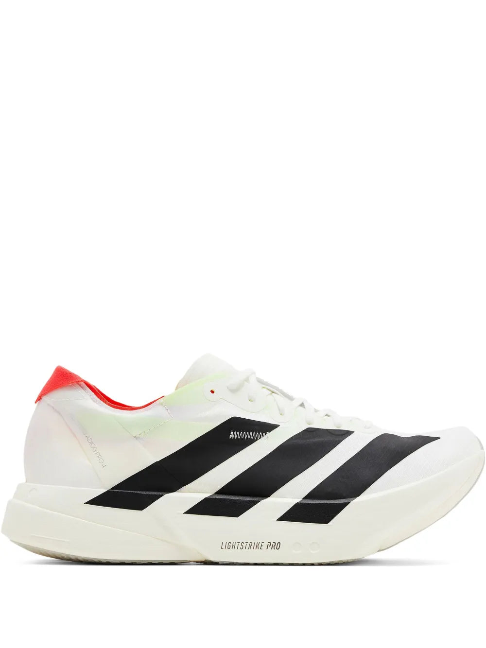 adidas Adizero Adios Pro 4 White/Black/Red Sneakers — White — Size US M 4.5 - US W 6 — Front View