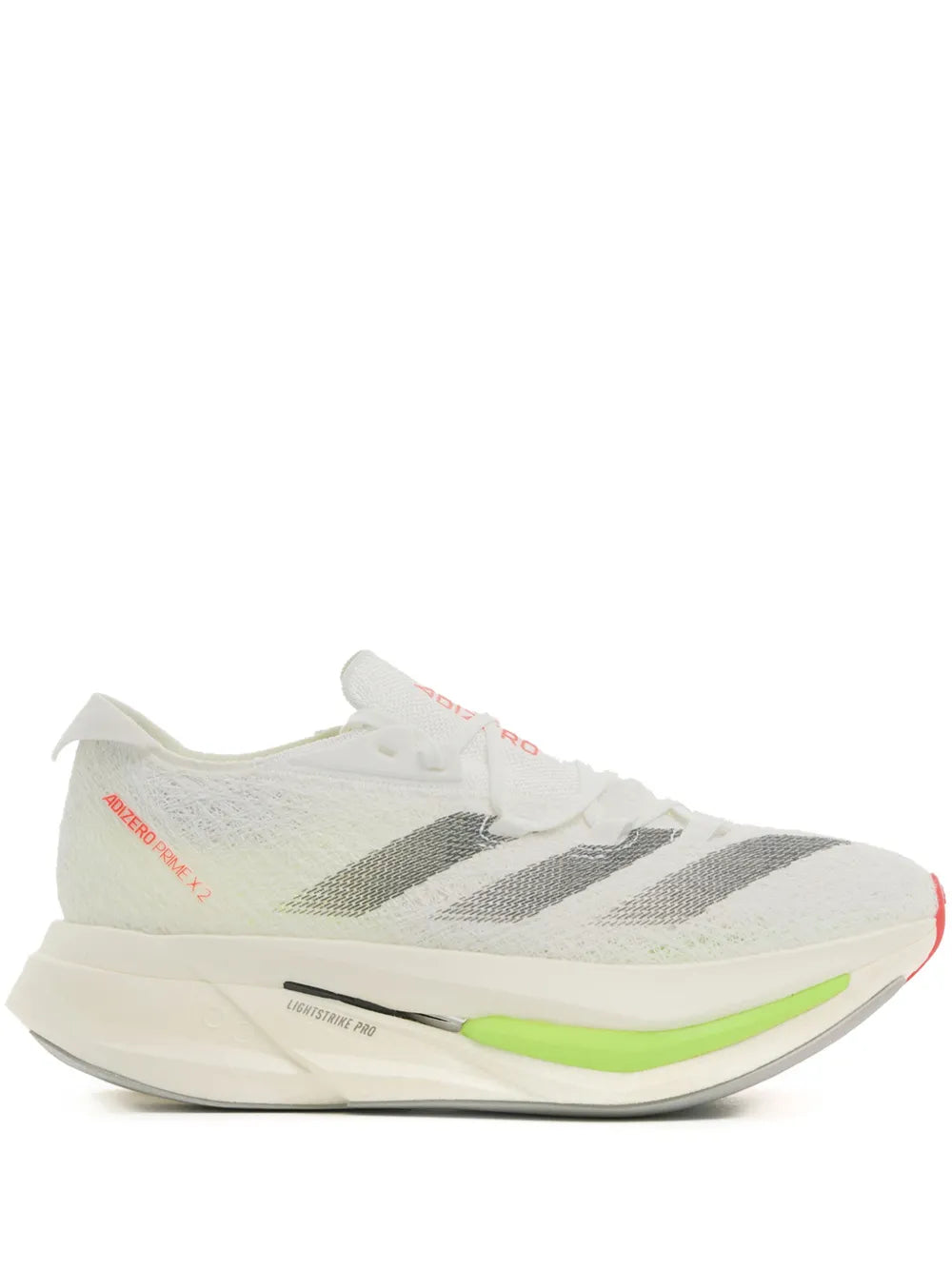 adidas Adizero Prime X 2 Strung Sneakers — White — Size US M 7 - US W 8.5 — Front View