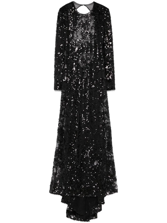 Victoria Beckham Sequined Tulle Gown — Black — Size XS — Front View