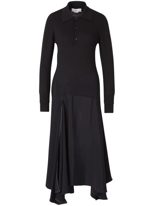 Victoria Beckham Henley Midi Dress — Black — Size XS — Front View