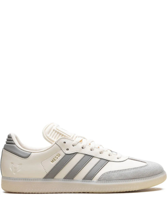 adidas Samba Lionel Messi - Cream White/Light Brown/Metallic Gold Sneakers — White — Size US M 10.5 - US W 12 — Front View