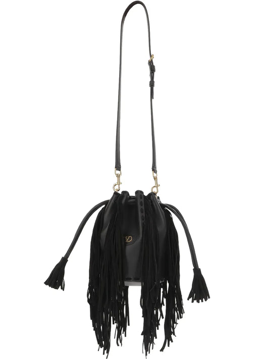 Valentino Garavani Fringed Leather Shoulder Bag — Same as shown — Size One Size — Front View