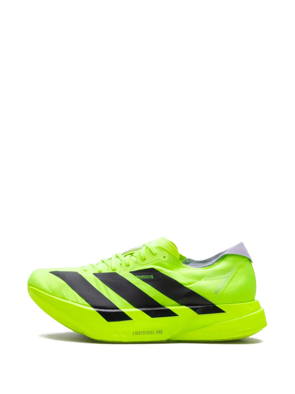 adidas Adizero Adios Pro 4 Lucid Lemon/Black Sneakers — Neon Green — Size US M 4.5 - US W 6 — Detail View