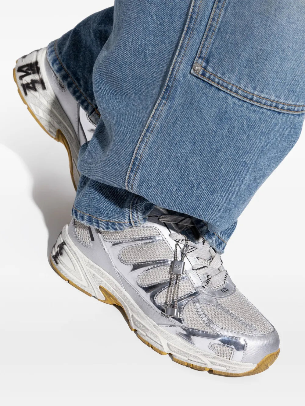 44 Label Group Dragger Sneakers — Silver-Tone — Size US M 3.5 - US W 5 — Detail View