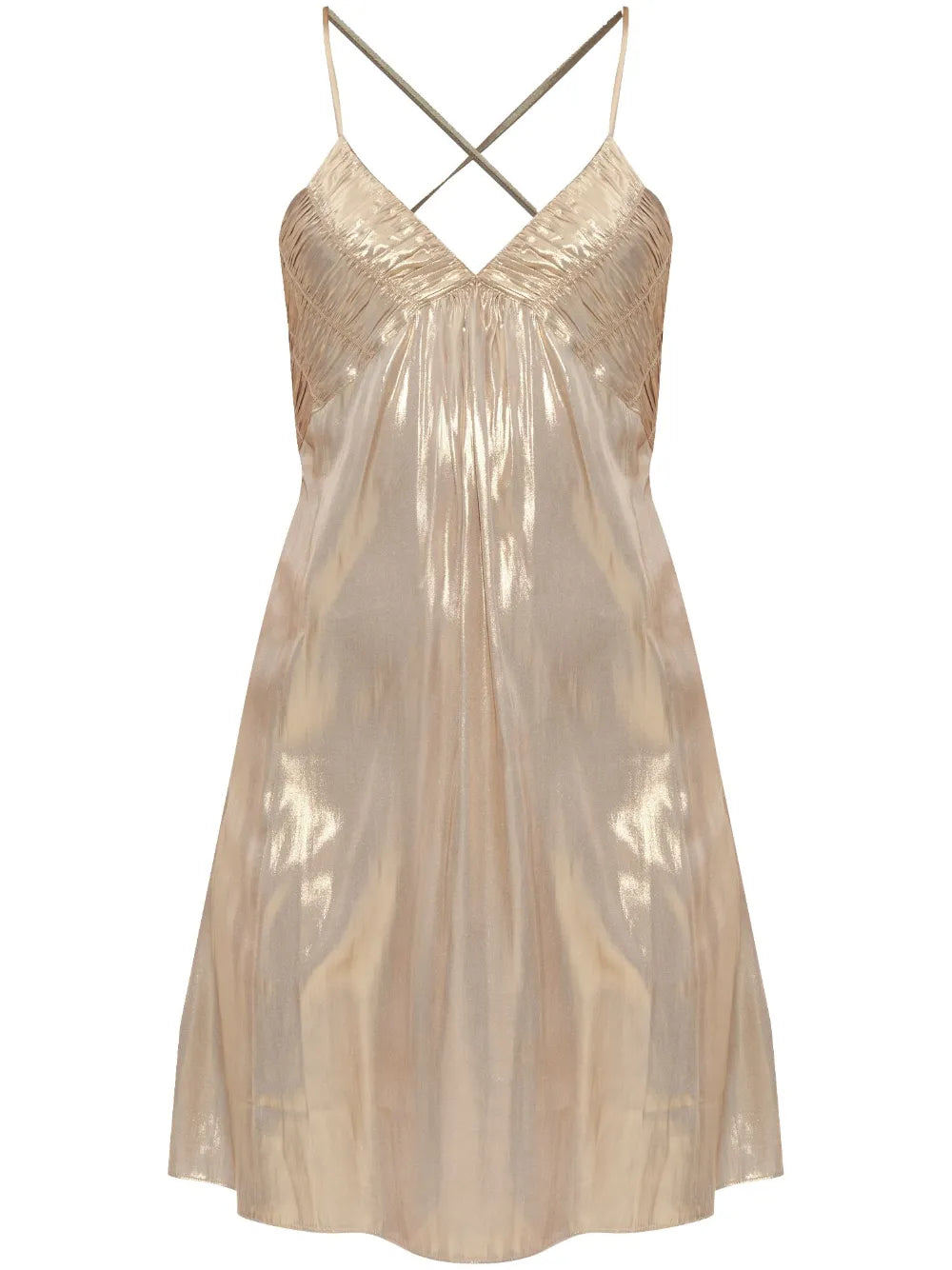 Zadigvoltaire Metallic Effect Mini Dress — Gold — Size XS — Front View