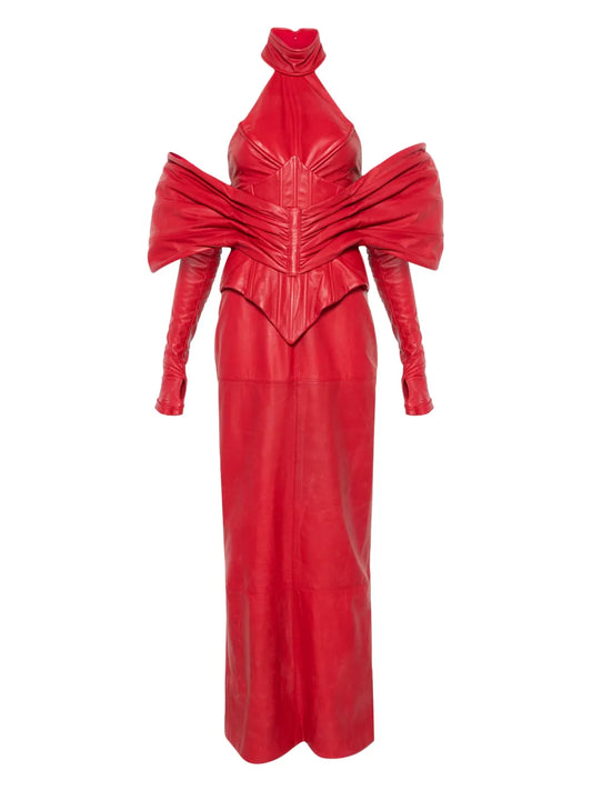 Mitiliane Couture Detachable Corset Maxi Dress — Red — Size XS — Front View