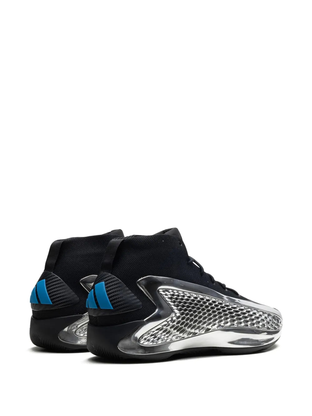 adidas Ae 1 Mid Silver Metallic Sneakers — Black — Size US M 7 - US W 8.5 — Back View