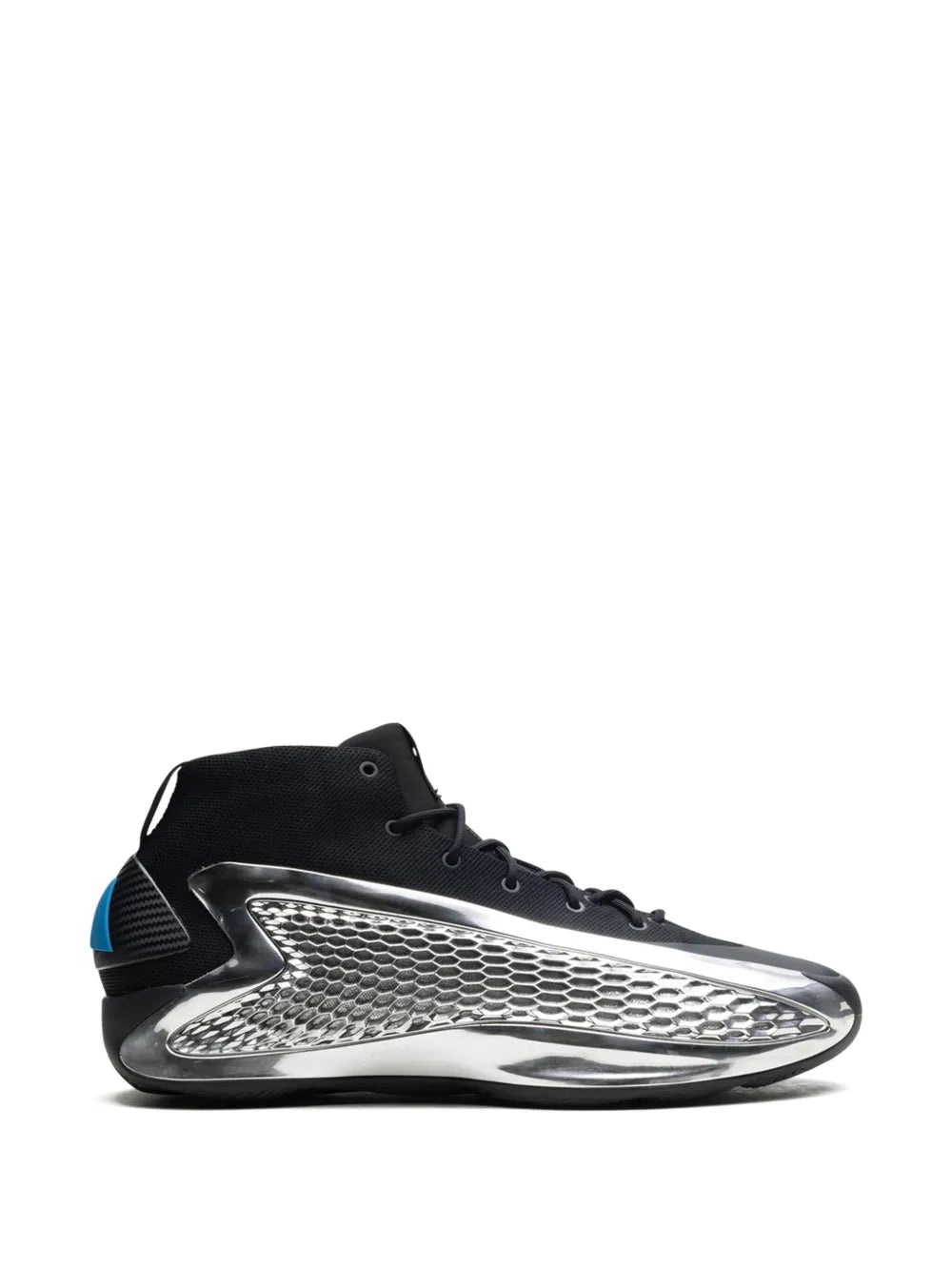 adidas Ae 1 Mid Silver Metallic Sneakers — Black — Size US M 7 - US W 8.5 — Side View