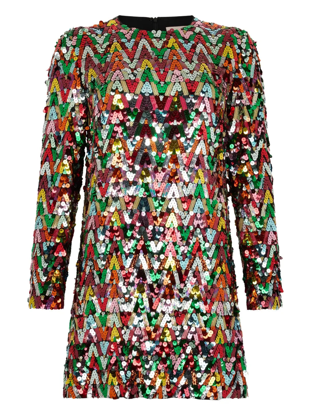 Valentino Garavani Sequin Pattern Mini Dress — Red — Size XS — Front View