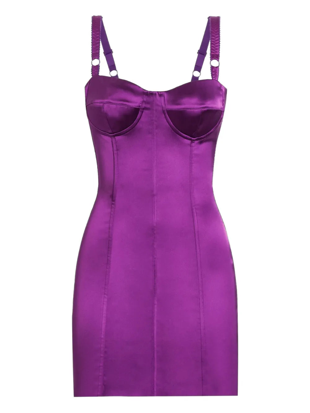 Dolce Gabbana Dna Satin Bustier Mini Dress — Purple — Size XS — Front View