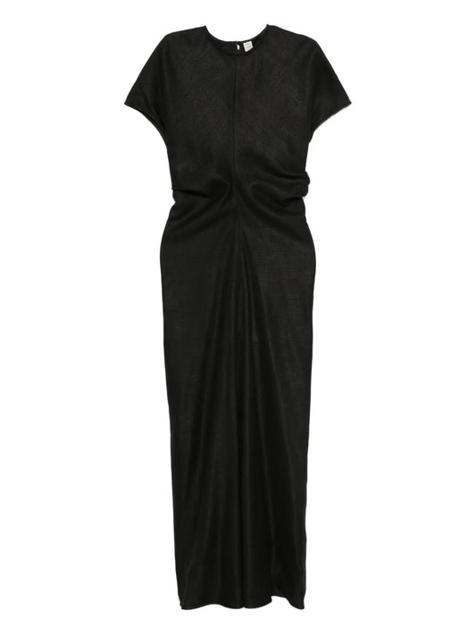 Toteme Slouch Waist Maxi Dress — Black/ Red — Size XS — Front View