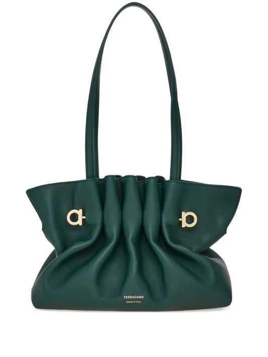 Ferragamo Soft Ruched Shoulder Bag — Same as shown — Size One Size — Front View