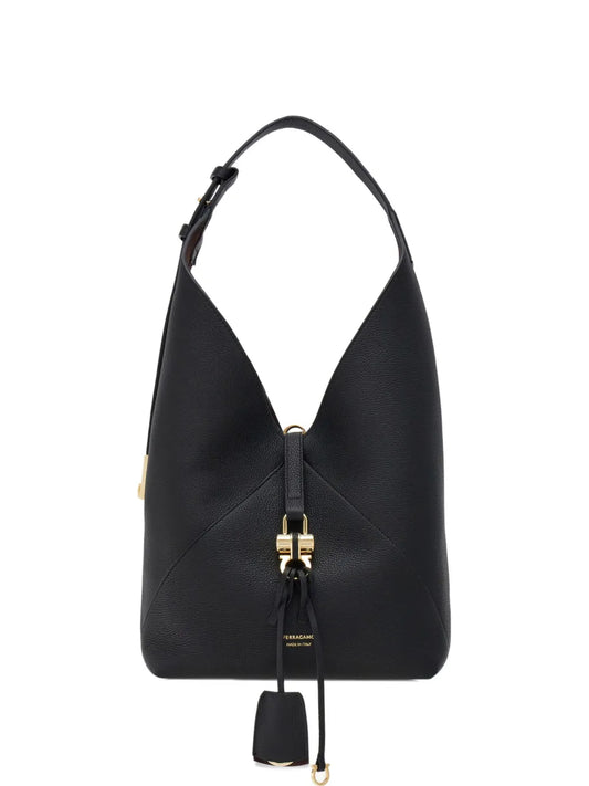 Ferragamo Leather Hobo Shoulder Bag — Same as shown — Size One Size — Front View