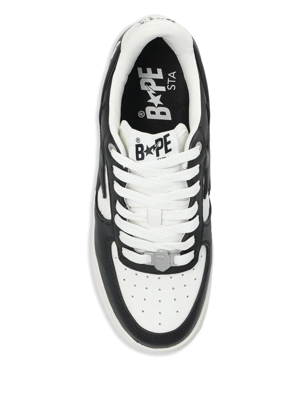 A Bathing Ape?Star Patch Low-Top Sneakers — Black / White — Size US M 3.5 - US W 5 — Top View