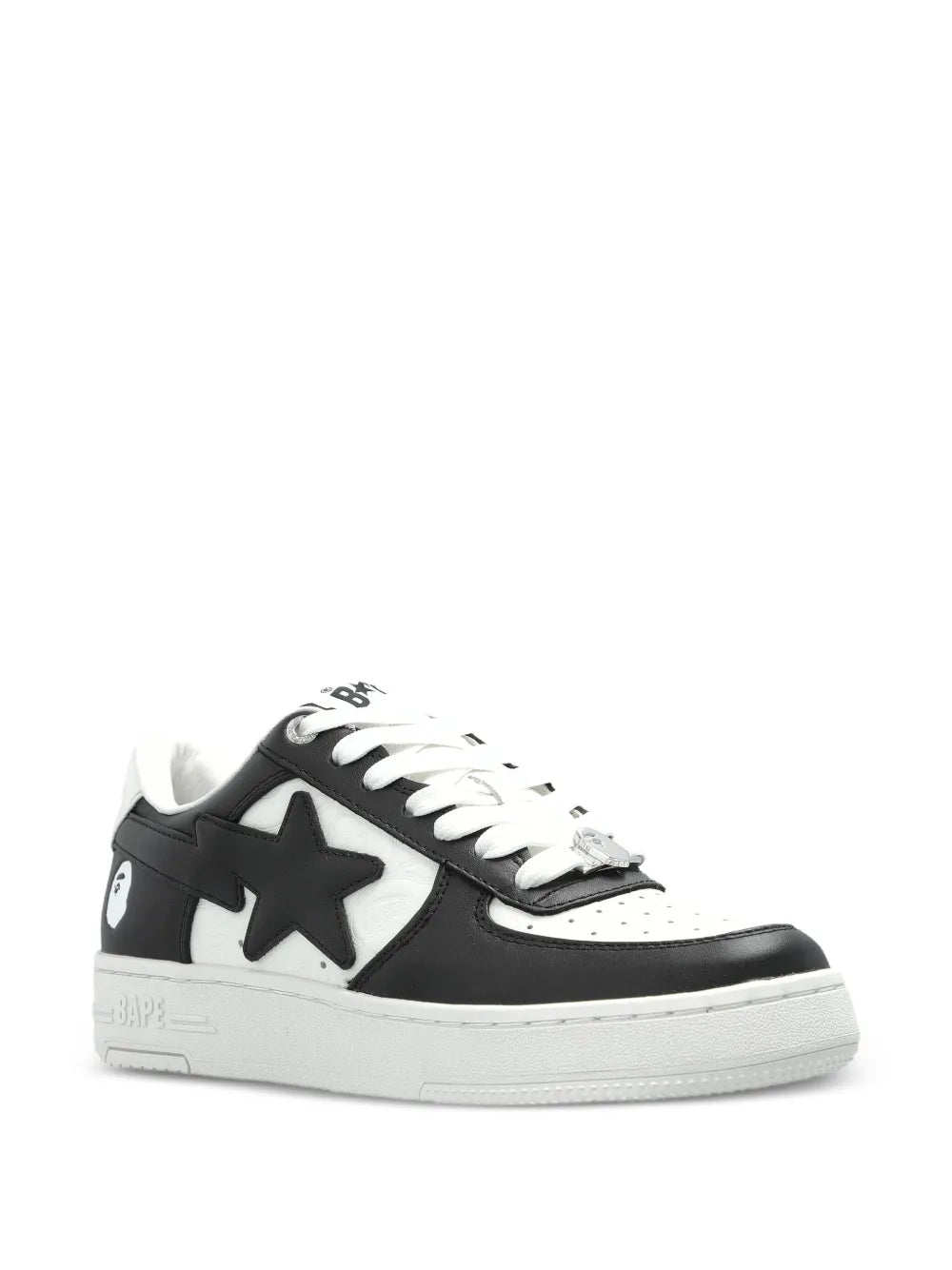 A Bathing Ape?Star Patch Low-Top Sneakers — Black / White — Size US M 3.5 - US W 5 — Side View