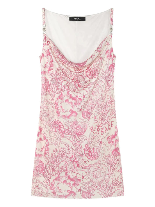 Versace Underwater Barocco Mini Dress — Pink — Size XS — Front View