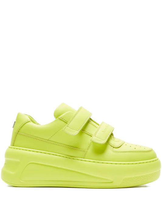 Acne Studios Touch-Strap Platform Sneakers — Lime Green — Size US M 11 - US W 12.5 — Front View