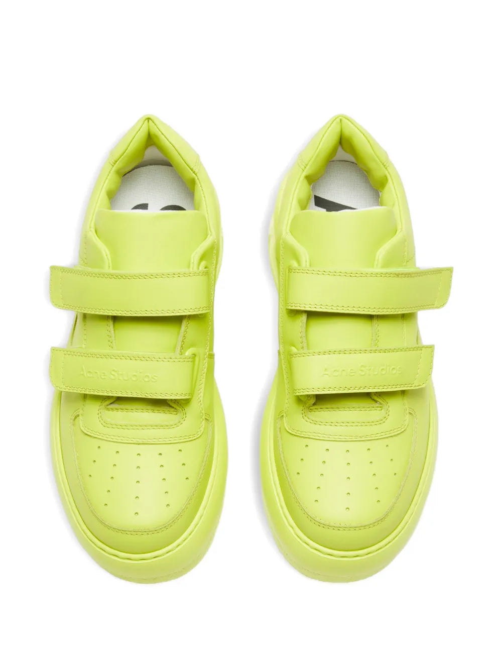 Acne Studios Touch-Strap Platform Sneakers — Lime Green — Size US M 11 - US W 12.5 — Top View