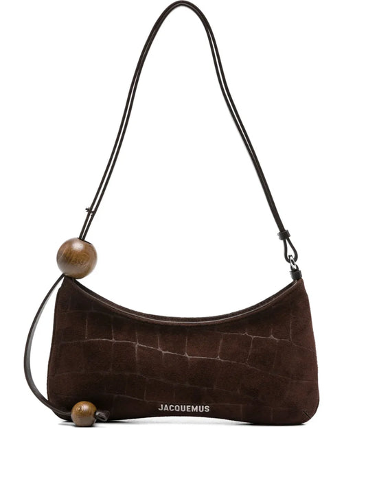 Jacquemus Le Bisou Crocodile Effect Wood Bead Shoulder Bag — Same as shown — Size One Size — Front View