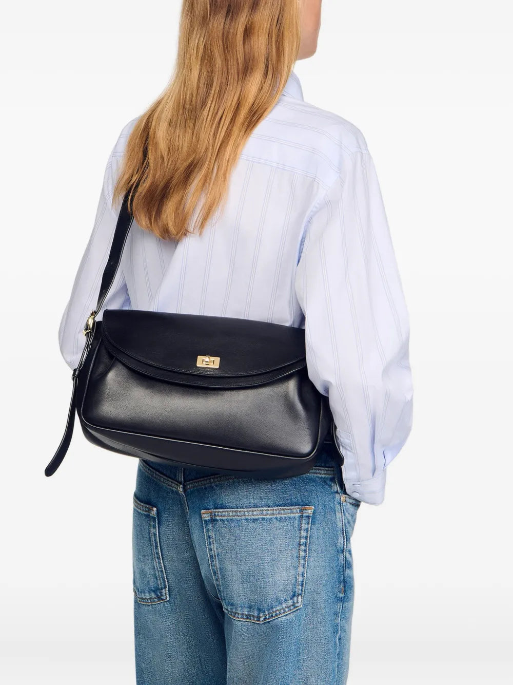 Sandro Leather Shoulder Bag — Same as shown — Size One Size — Back View