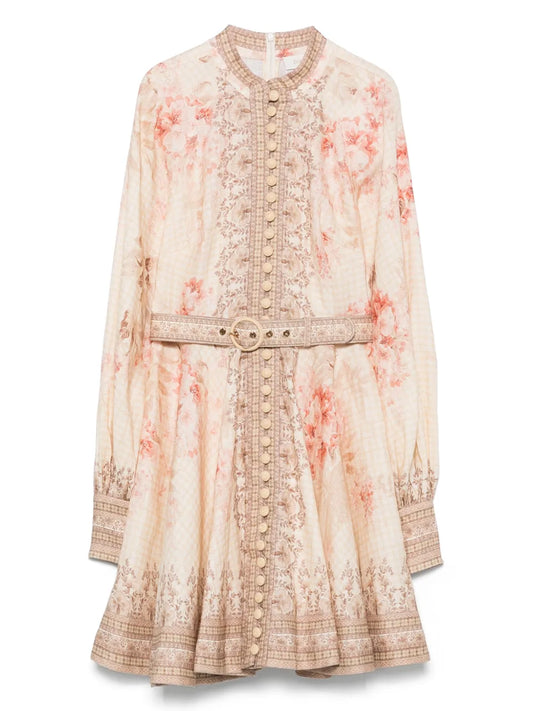 Zimmermann Illuminate Mini Dress — Beige — Size XS — Front View