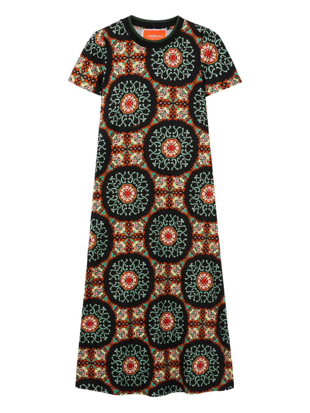 La Doublej Sporty Swing Short Sleeve Midi Dress — Black — Size S — Front View