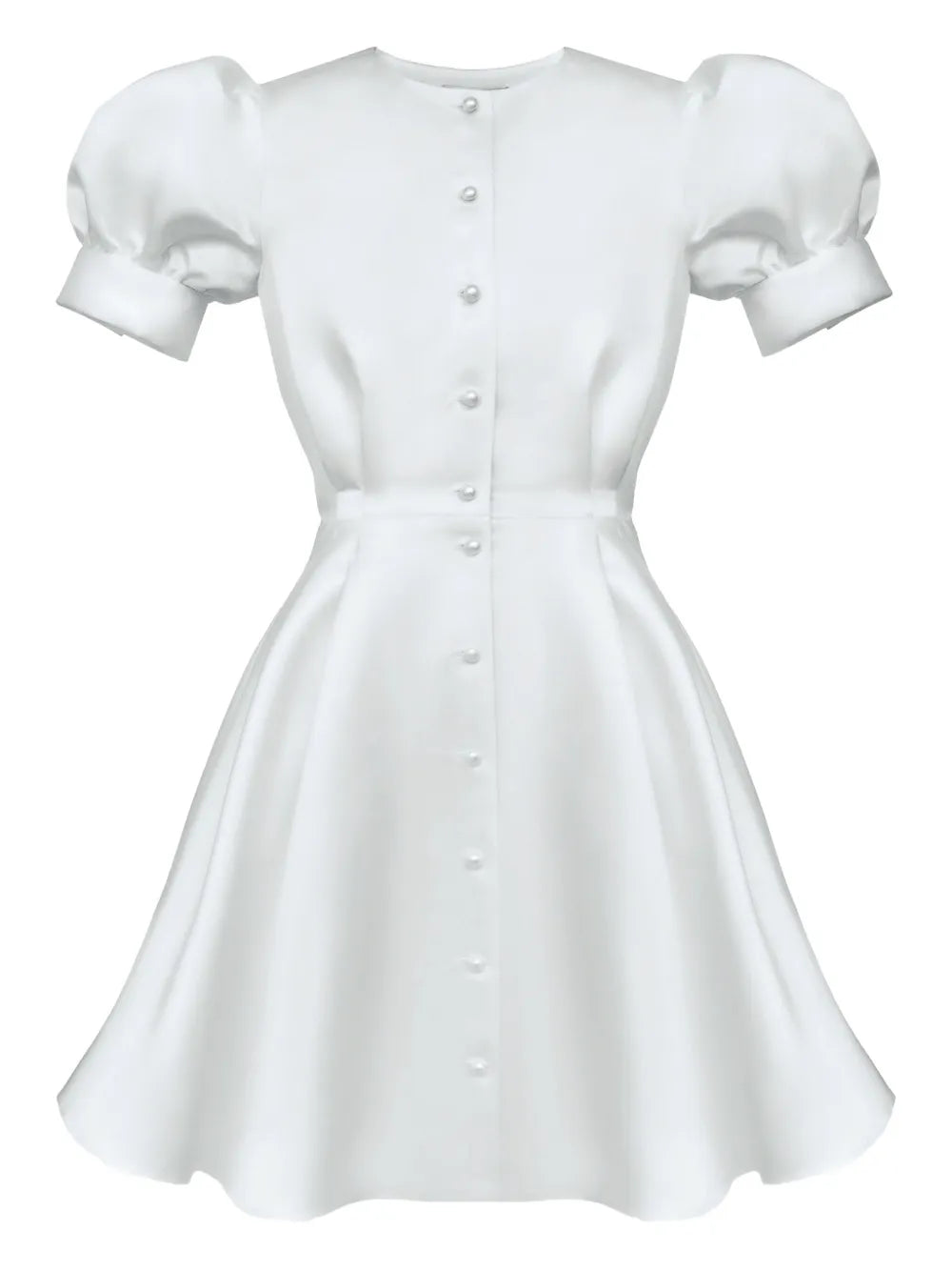Post Meridiem Button Down Mini Dress — White/ Red — Size XS — Front View