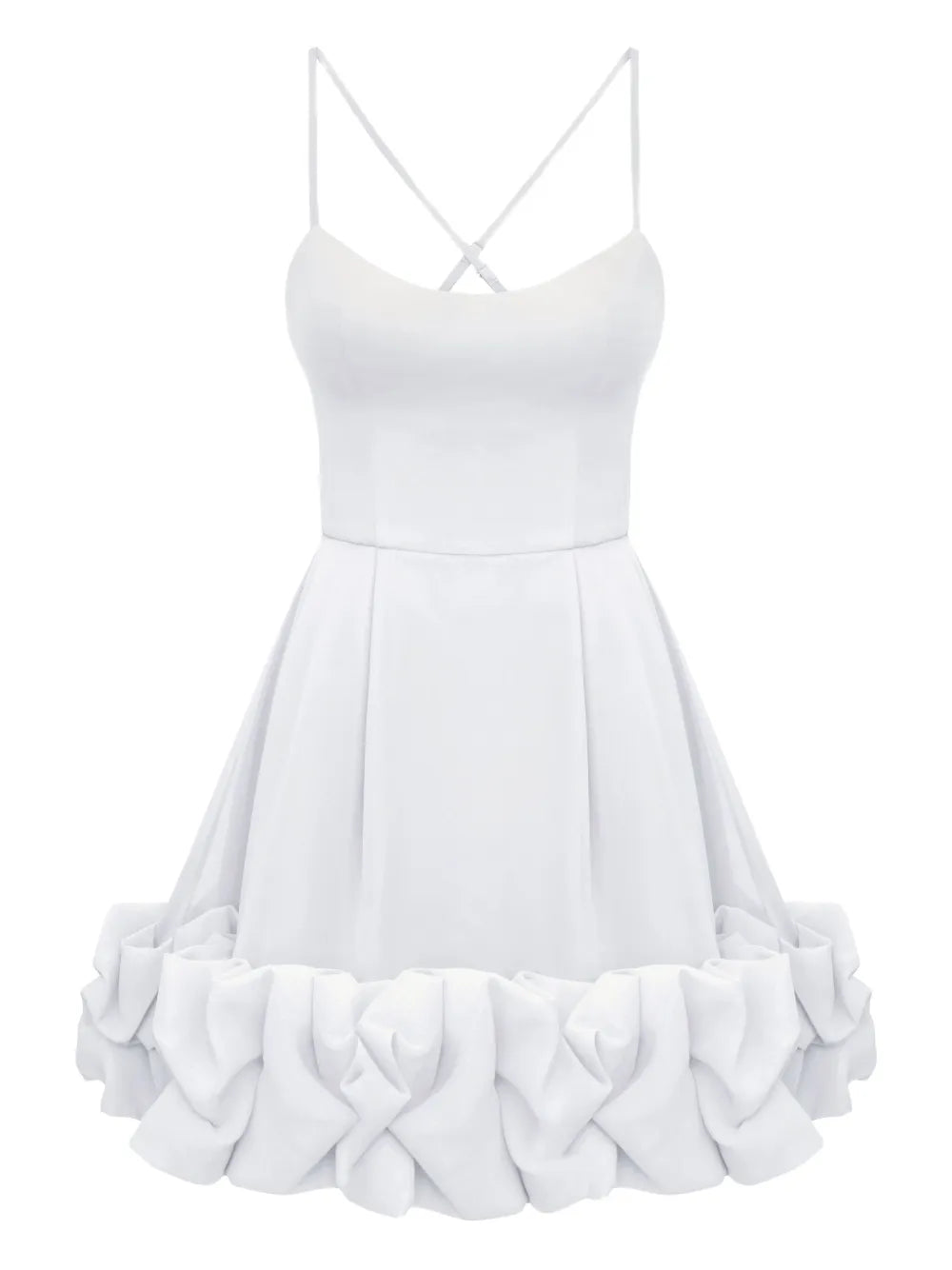 Post Meridiem Backless Bustier Mini Dress — White — Size M — Front View