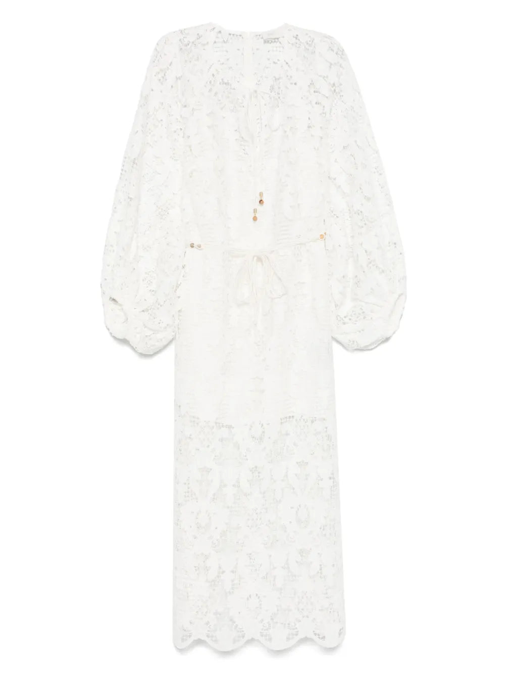 Zimmermann Coco Lace Midi Dress — White — Size XS — Front View