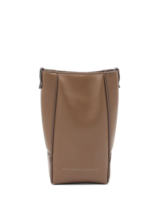 Brunello Cucinelli Leather Shoulder Bag — Same as shown — Size One Size — Front View
