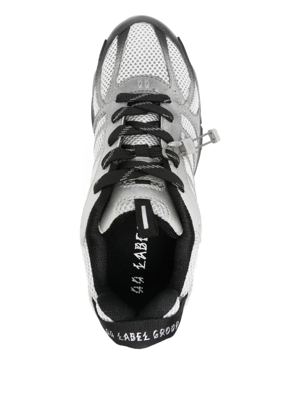 44 Label Group Mesh-Panel Lace-Up Sneakers — Grey — Size US M 3.5 - US W 5 — Top View