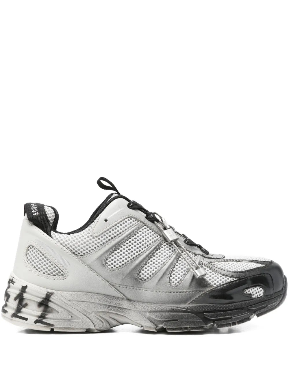 44 Label Group Mesh-Panel Lace-Up Sneakers — Grey — Size US M 3.5 - US W 5 — Front View