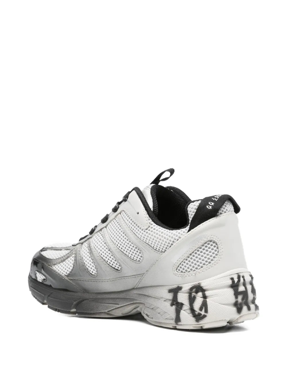 44 Label Group Mesh-Panel Lace-Up Sneakers — Grey — Size US M 3.5 - US W 5 — Back View