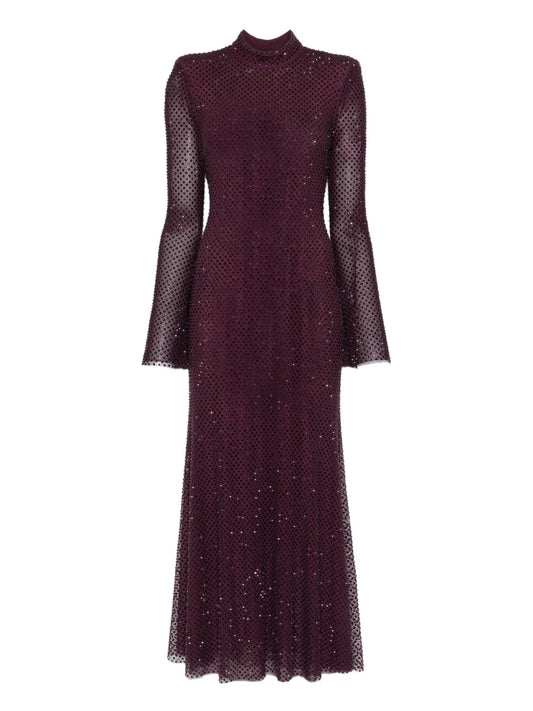 Self Portrait Rhinestone Embellished Mesh Midi Dress — Same as shown — Size XS — Front View