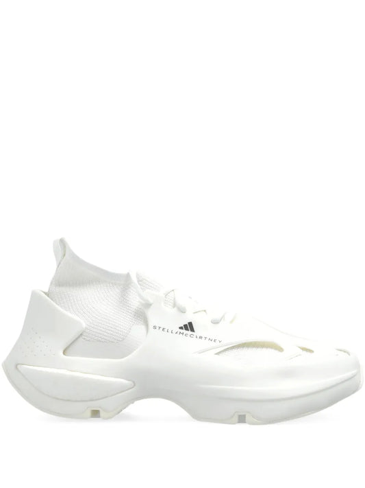 adidas By Stella Mccartney Sock-Style Mesh Sneakers — White — Size US M 10 - US W 11.5 — Front View