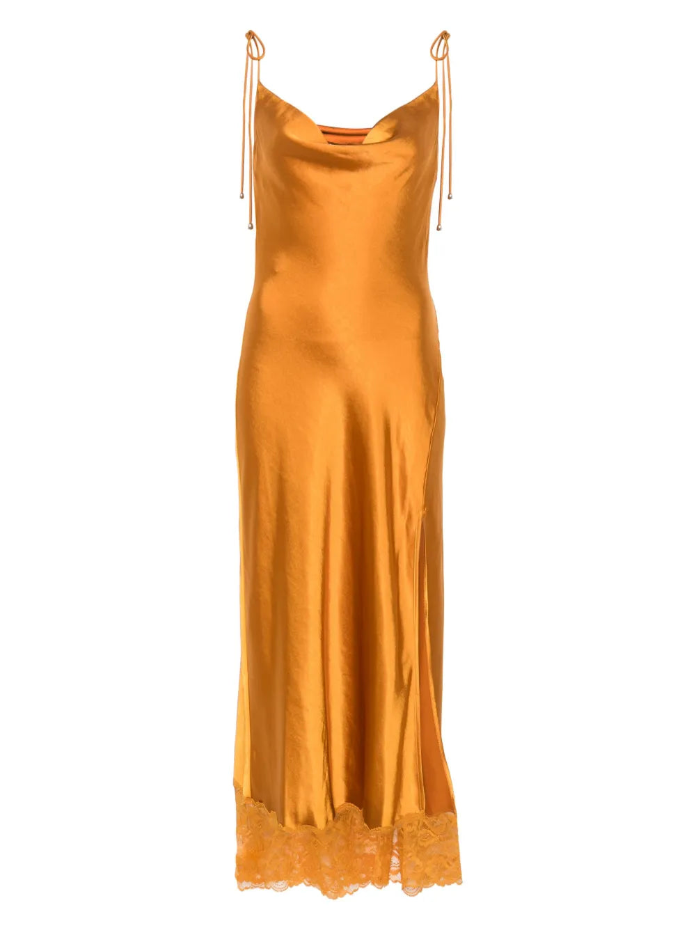 Self Portrait Satin Dress — Orange — Size S — Front View